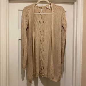 Tan Sweater with Braided Back Detail
